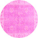 Round Oriental Pink Traditional Rug, abs3512pnk