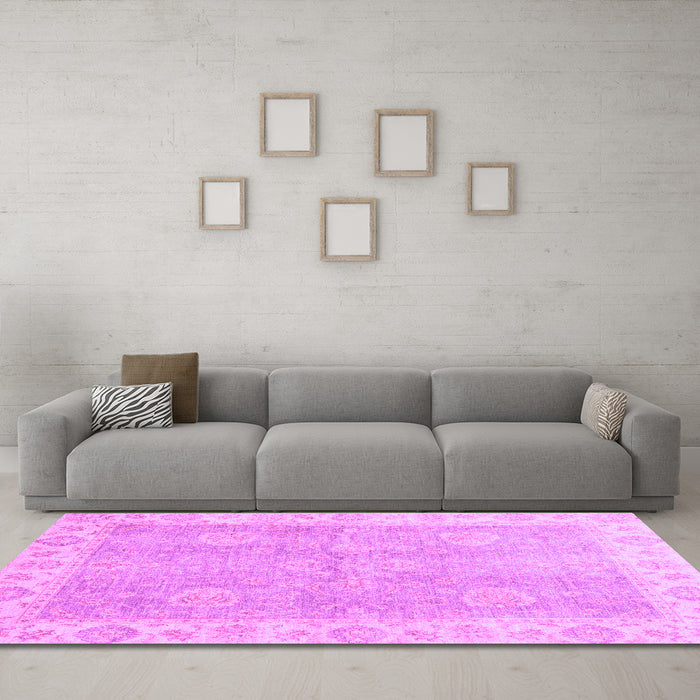 Machine Washable Oriental Purple Traditional Area Rugs in a Living Room, wshabs3512pur