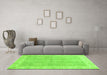 Machine Washable Oriental Green Traditional Area Rugs in a Living Room,, wshabs3512grn