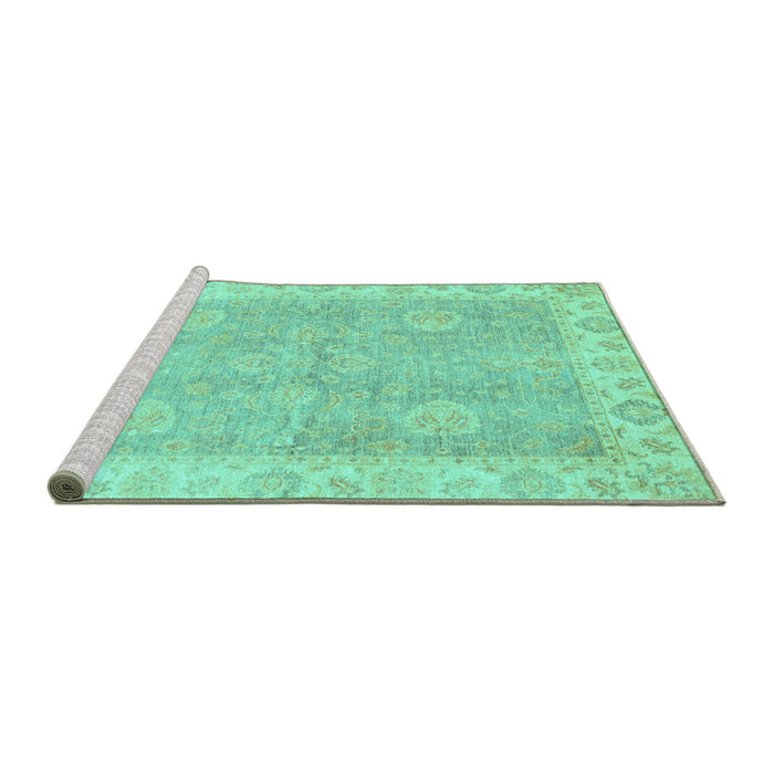 Sideview of Machine Washable Oriental Turquoise Traditional Area Rugs, wshabs3512turq