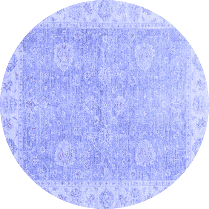 Round Machine Washable Oriental Blue Traditional Rug, wshabs3512blu