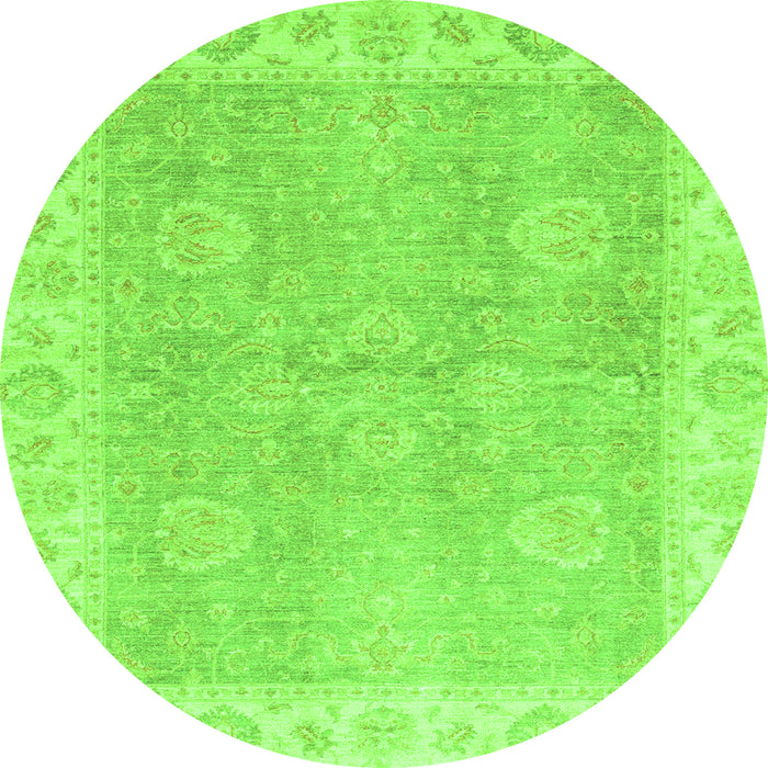 Round Oriental Green Traditional Rug, abs3512grn