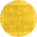 Round Oriental Yellow Traditional Rug, abs3512yw