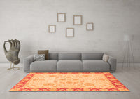 Machine Washable Oriental Orange Traditional Rug, wshabs3513org