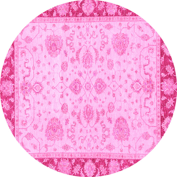 Round Oriental Pink Traditional Rug, abs3513pnk