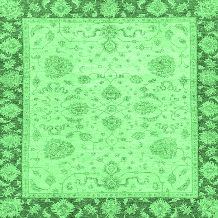 Square Machine Washable Oriental Emerald Green Traditional Area Rugs, wshabs3513emgrn