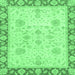 Square Machine Washable Oriental Emerald Green Traditional Area Rugs, wshabs3513emgrn