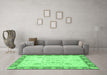 Machine Washable Oriental Emerald Green Traditional Area Rugs in a Living Room,, wshabs3513emgrn