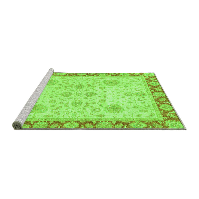 Sideview of Machine Washable Oriental Green Traditional Area Rugs, wshabs3513grn