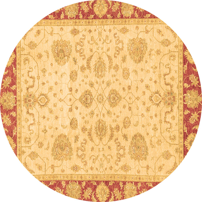Round Oriental Brown Traditional Rug, abs3513brn