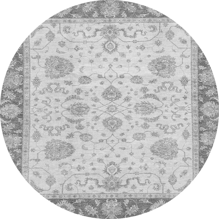 Round Machine Washable Oriental Gray Traditional Rug, wshabs3513gry