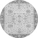 Round Machine Washable Oriental Gray Traditional Rug, wshabs3513gry