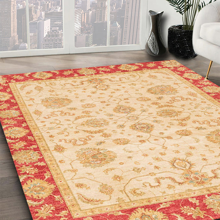 Machine Washable Abstract Orange Rug in a Family Room, wshabs3513