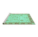 Sideview of Machine Washable Oriental Turquoise Traditional Area Rugs, wshabs3513turq