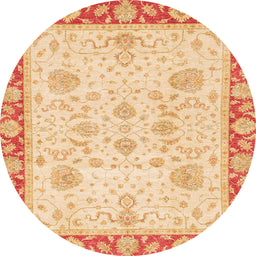Round Abstract Orange Oriental Rug, abs3513