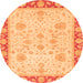 Round Oriental Orange Traditional Rug, abs3513org