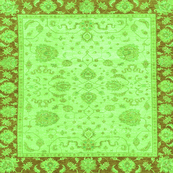 Square Machine Washable Oriental Green Traditional Area Rugs, wshabs3513grn