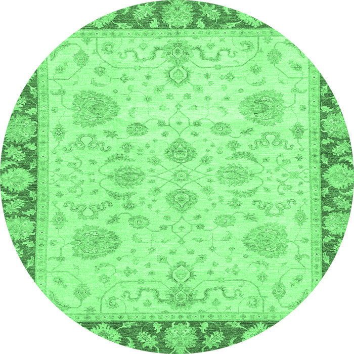 Round Oriental Emerald Green Traditional Rug, abs3513emgrn