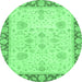 Round Oriental Emerald Green Traditional Rug, abs3513emgrn