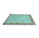 Sideview of Machine Washable Oriental Light Blue Traditional Rug, wshabs3513lblu