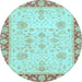 Round Oriental Light Blue Traditional Rug, abs3513lblu