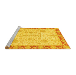 Sideview of Machine Washable Oriental Yellow Traditional Rug, wshabs3513yw