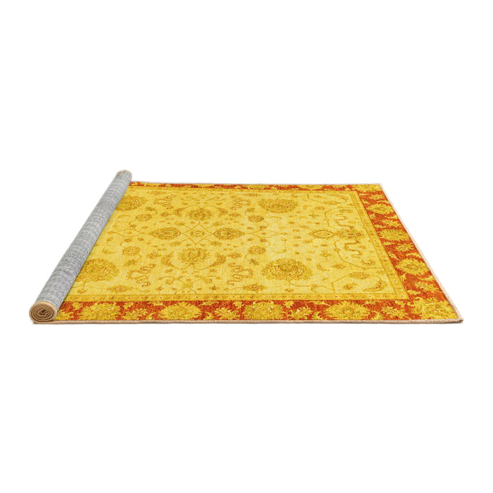 Sideview of Machine Washable Oriental Yellow Traditional Rug, wshabs3513yw