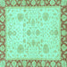 Square Machine Washable Oriental Turquoise Traditional Area Rugs, wshabs3513turq