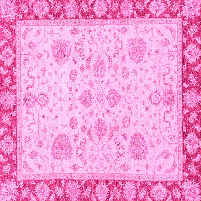 Square Machine Washable Oriental Pink Traditional Rug, wshabs3513pnk