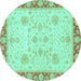 Round Oriental Turquoise Traditional Rug, abs3513turq