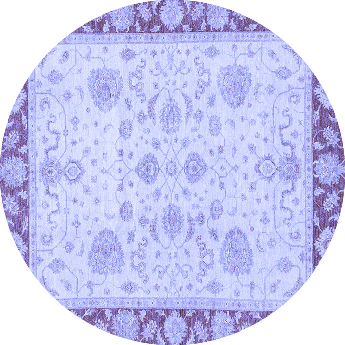 Round Oriental Blue Traditional Rug, abs3513blu