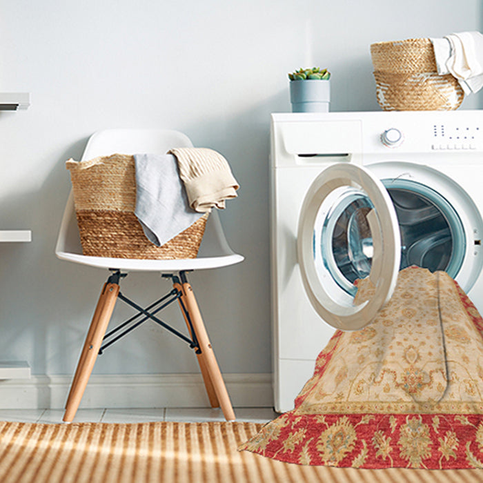 Machine Washable Abstract Orange Rug in a Washing Machine, wshabs3513