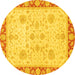 Round Oriental Yellow Traditional Rug, abs3513yw