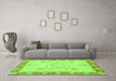 Machine Washable Oriental Green Traditional Area Rugs in a Living Room,, wshabs3513grn