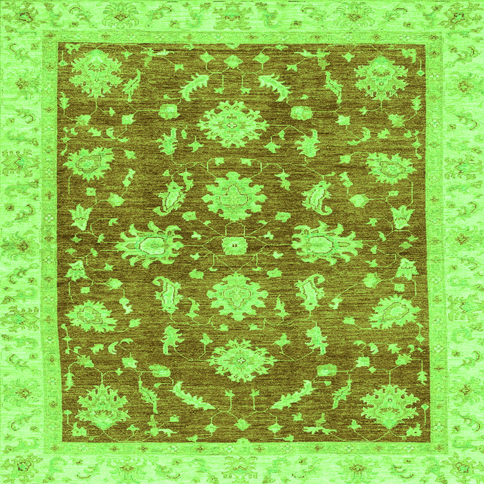 Square Machine Washable Oriental Green Traditional Area Rugs, wshabs3514grn