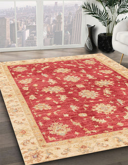 Abstract Red Oriental Rug in Family Room, abs3514