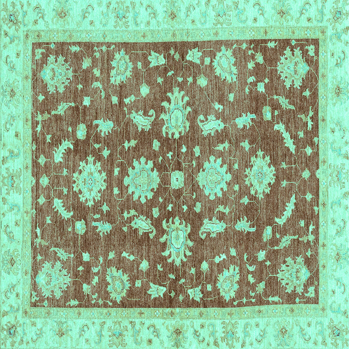 Square Machine Washable Oriental Turquoise Traditional Area Rugs, wshabs3514turq