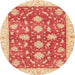 Round Abstract Red Oriental Rug, abs3514