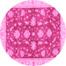 Round Machine Washable Oriental Pink Traditional Rug, wshabs3514pnk