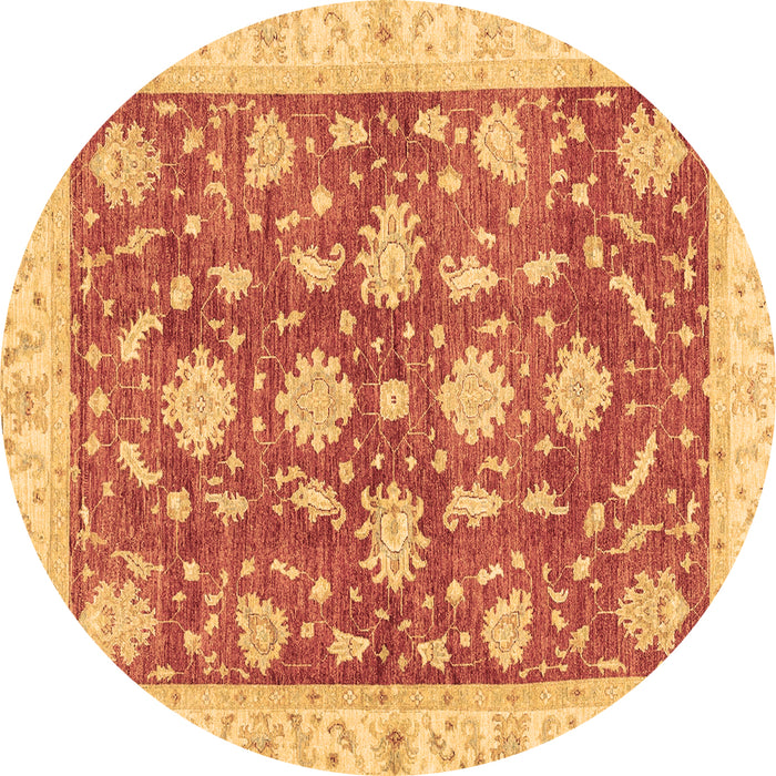 Round Oriental Brown Traditional Rug, abs3514brn