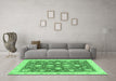 Machine Washable Oriental Emerald Green Traditional Area Rugs in a Living Room,, wshabs3514emgrn