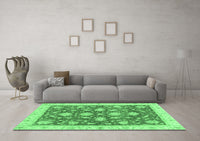 Machine Washable Oriental Emerald Green Traditional Rug, wshabs3514emgrn