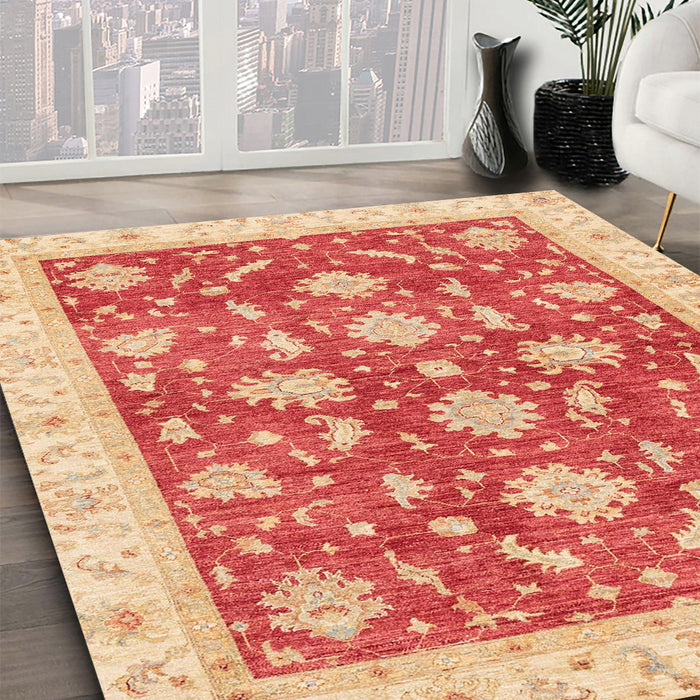 Machine Washable Abstract Fire Red Rug in a Family Room, wshabs3514