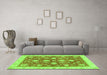 Machine Washable Oriental Green Traditional Area Rugs in a Living Room,, wshabs3514grn