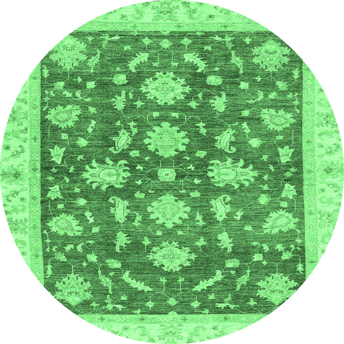 Round Oriental Emerald Green Traditional Rug, abs3514emgrn