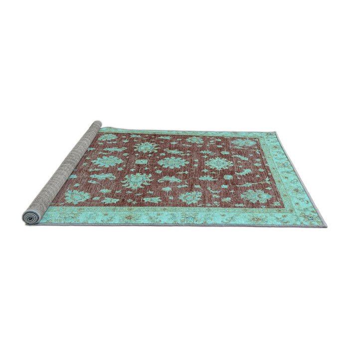 Sideview of Machine Washable Oriental Light Blue Traditional Rug, wshabs3514lblu