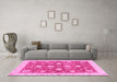 Machine Washable Oriental Pink Traditional Rug in a Living Room, wshabs3514pnk