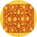 Round Oriental Yellow Traditional Rug, abs3514yw