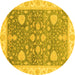 Round Oriental Yellow Traditional Rug, abs3515yw