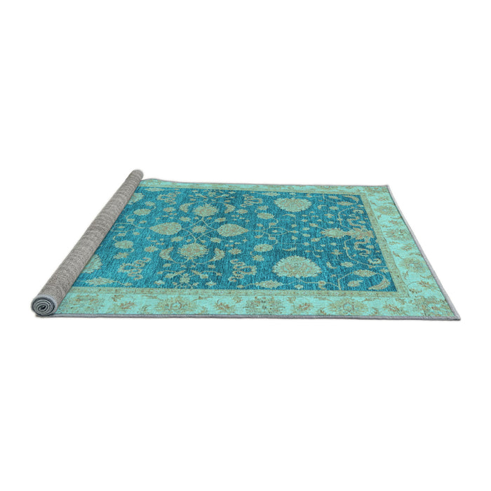 Sideview of Machine Washable Oriental Light Blue Traditional Rug, wshabs3515lblu